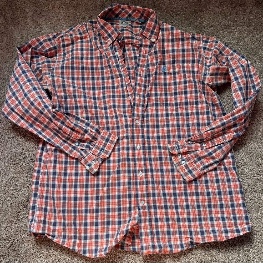 Cinch Men's Large Button-up Western Plaid Shirt.